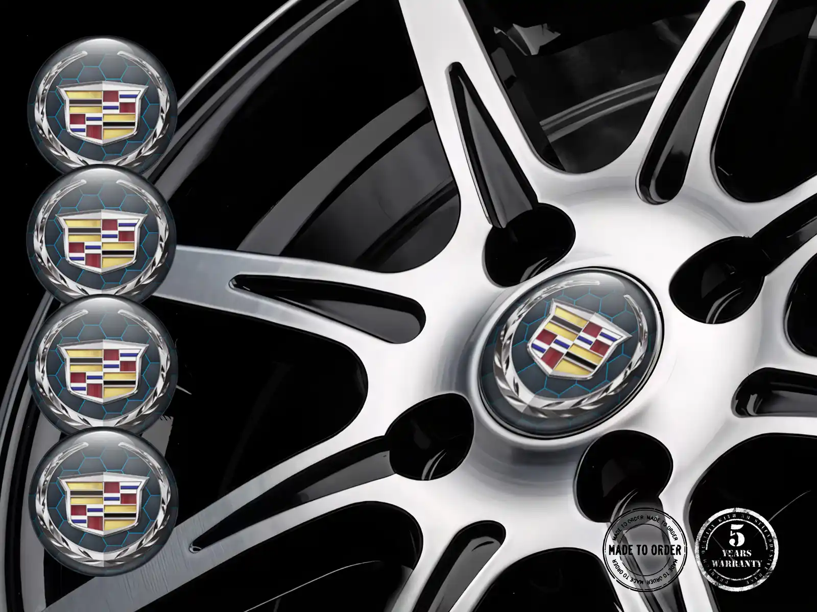 Cadillac Radaufkleber Version Gewölbte Harzlabels